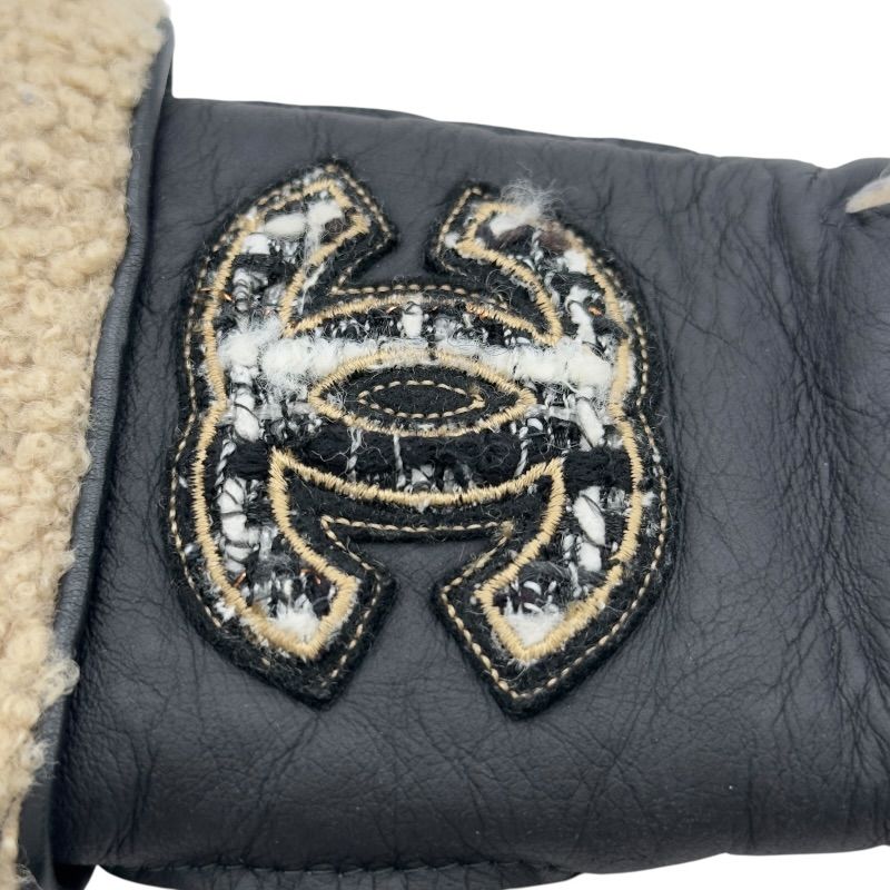 シャネル CHANEL ココマークムートングローブ ブラック レザー