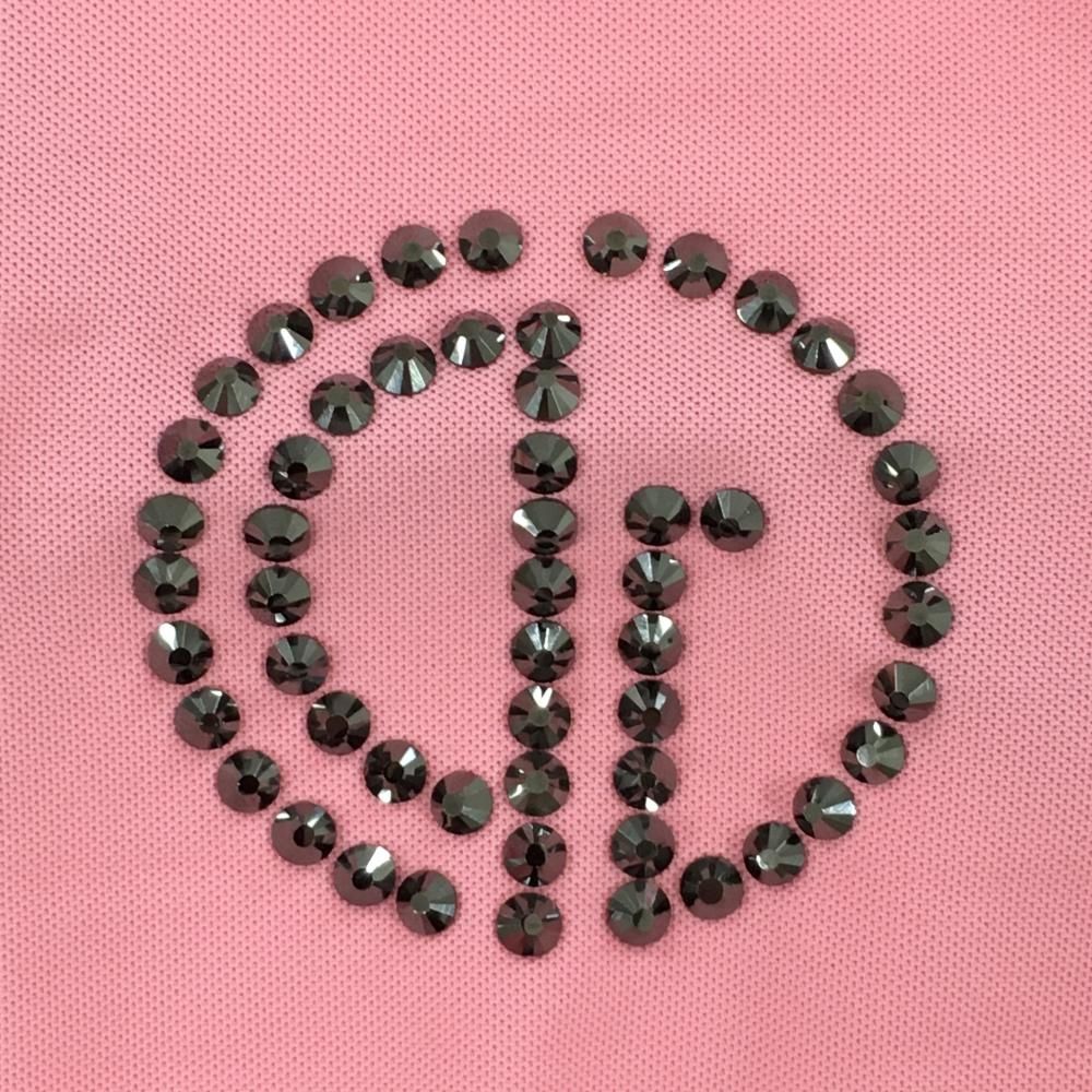 超美品】CPG 長袖ポロシャツ ピンク×黒 バイカラー 襟ラメ レディース