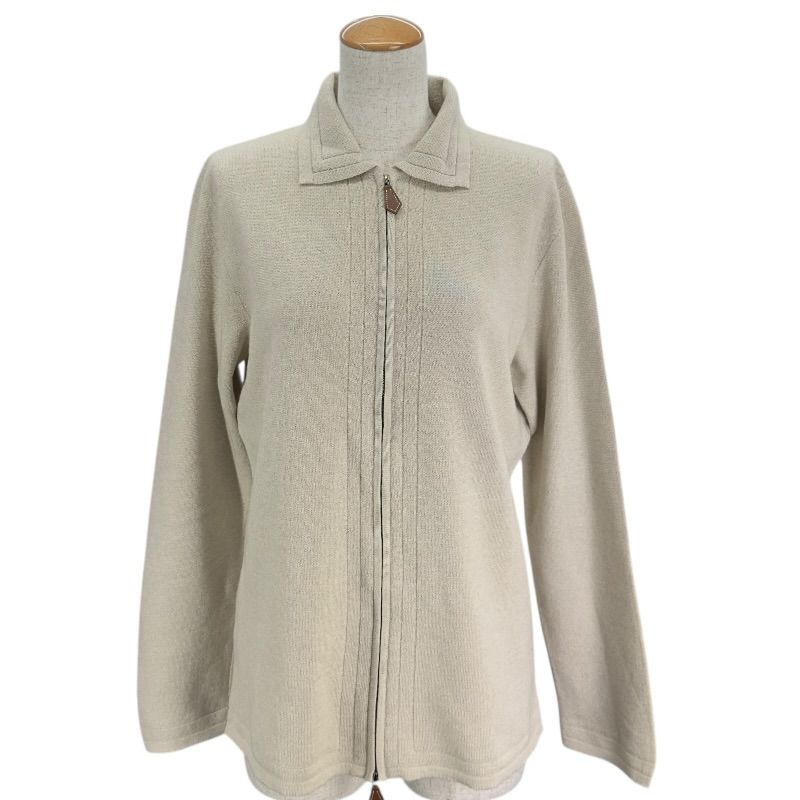 エルメス HERMES カシミヤ混ジップニットカーディガン クリーム