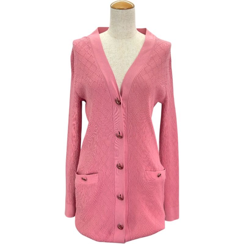 シャネル CHANEL ロングニットカーディガン P45654 ピンク コットン  