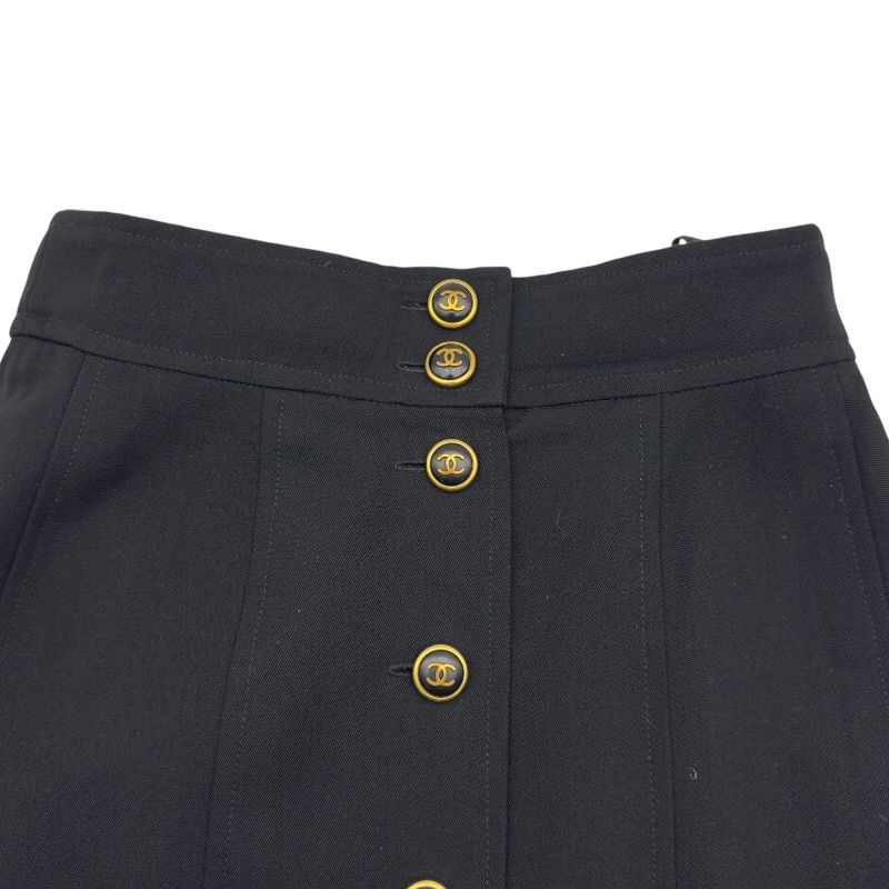 シャネル CHANEL ココマークボタンロングスカート P04351 ブラック