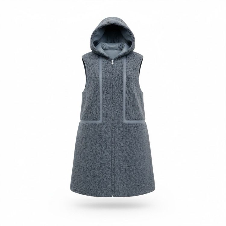 Rene ルネ エコレザー フーディージレ Rene ルネ ボア エコレザー ジレ ブルー 34 5333060 - メルカリ