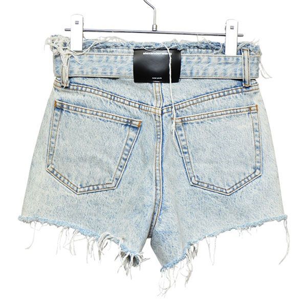 ALEXANDER WANG アレキサンダーワン BELTED FRAYED BITE SHORTS IN