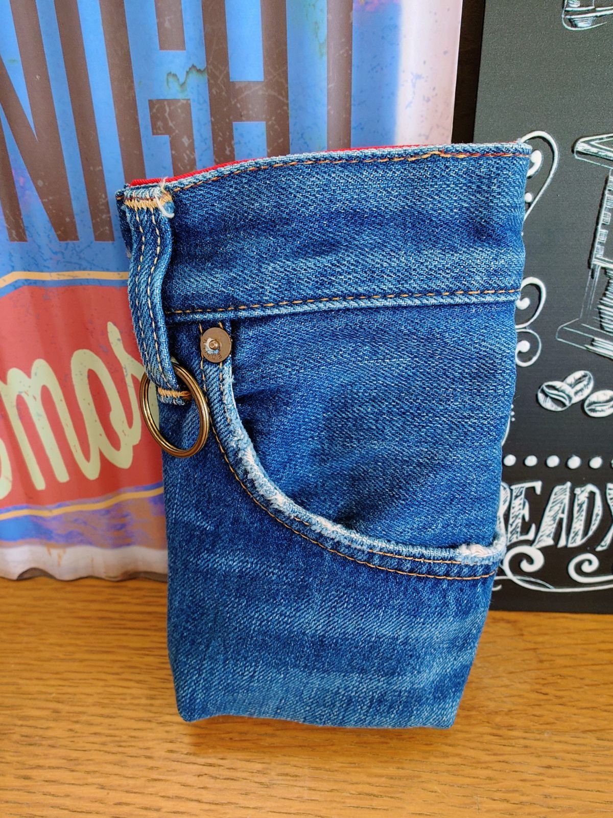 デニムリメイク マルチケース 148☆USEDダメージデニムリメイク☆スマホケース☆マルチポーチ