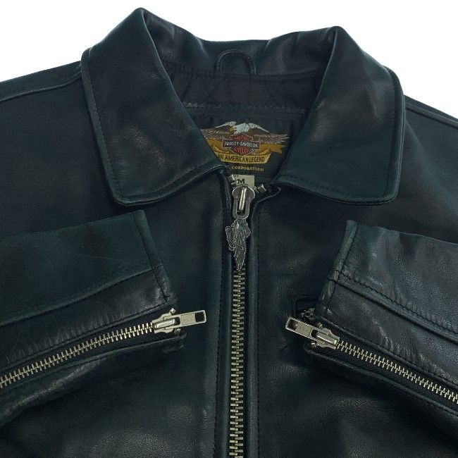 HARLEY-DAVIDSON レザージャケット 革ジャン フルジップ 無地 リアル