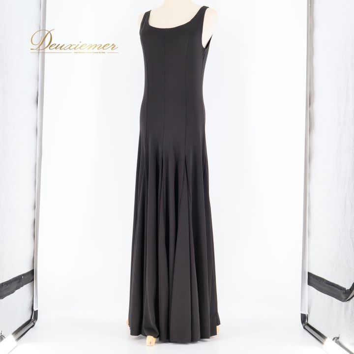 フラメンコ 衣装 ワンピース ドレス レッスン 練習着 黒 無地 伸縮