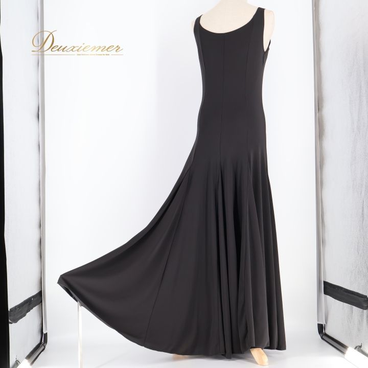 フラメンコ 衣装 ワンピース ドレス レッスン 練習着 黒 無地 伸縮