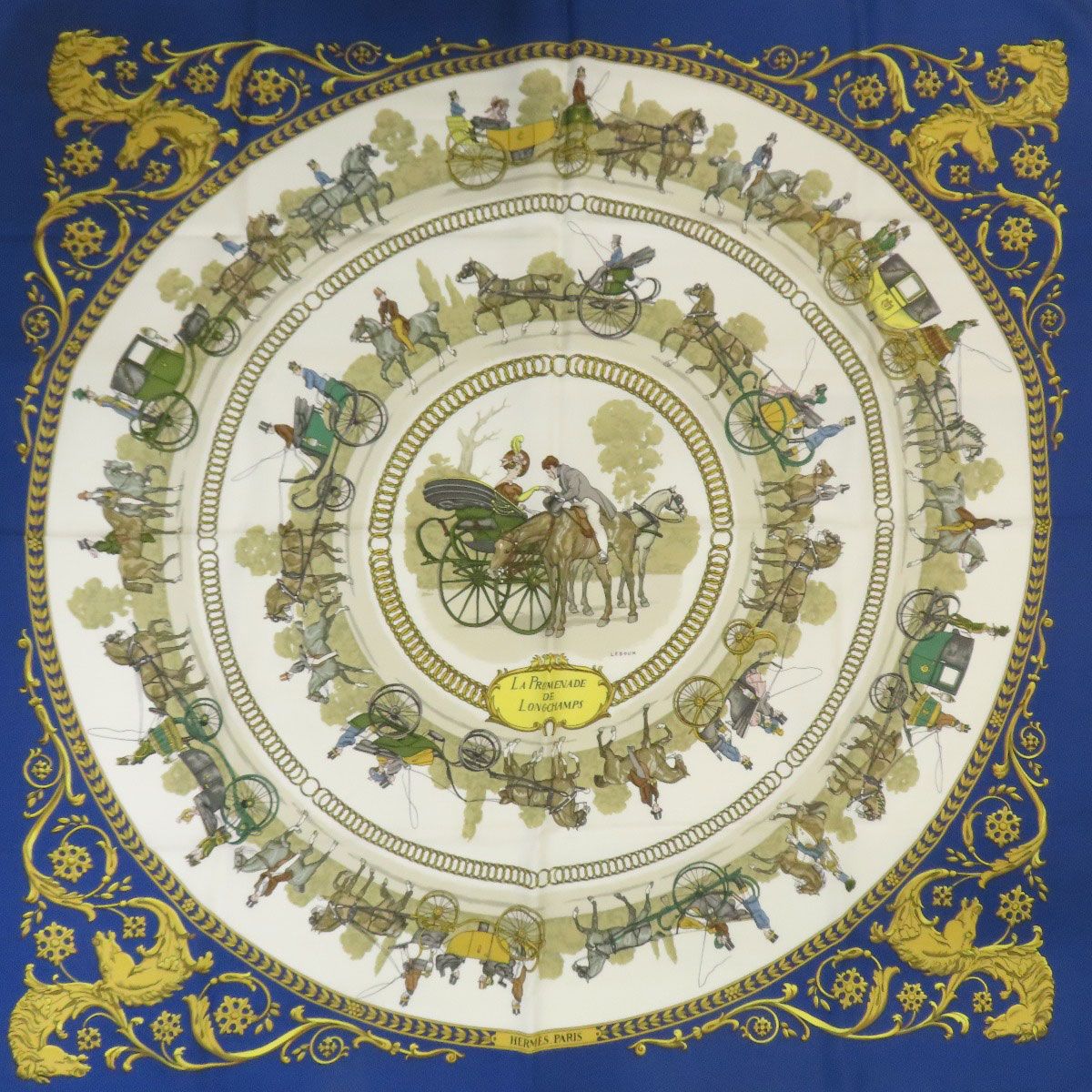 HERMES エルメス カレ90 ロンシャンへの散歩 スカーフ シルク