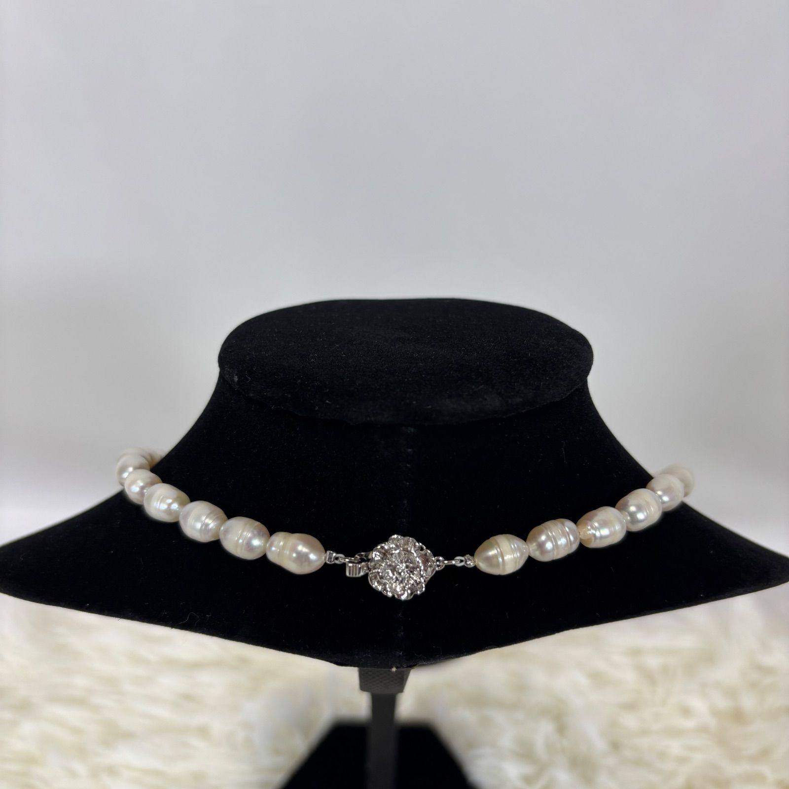 テリ強】本真珠 パール ネックレス 約7.0mm シルバー金具 SILVER