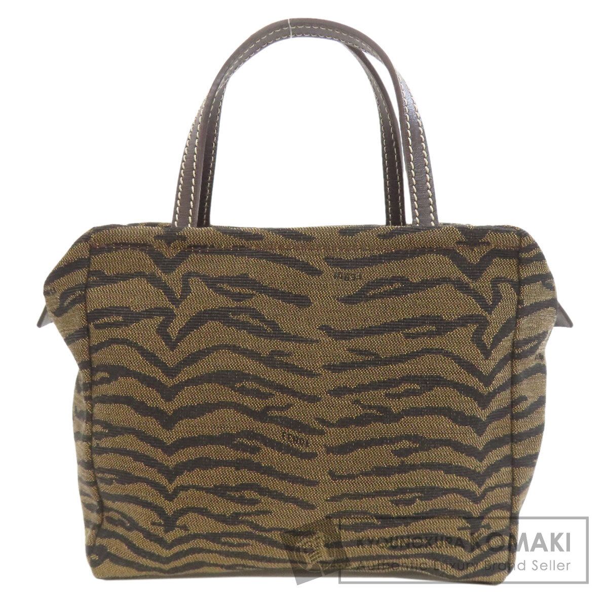 FENDI フェンディ ゼブラ柄 ハンドバッグ キャンバス レディース [中古 