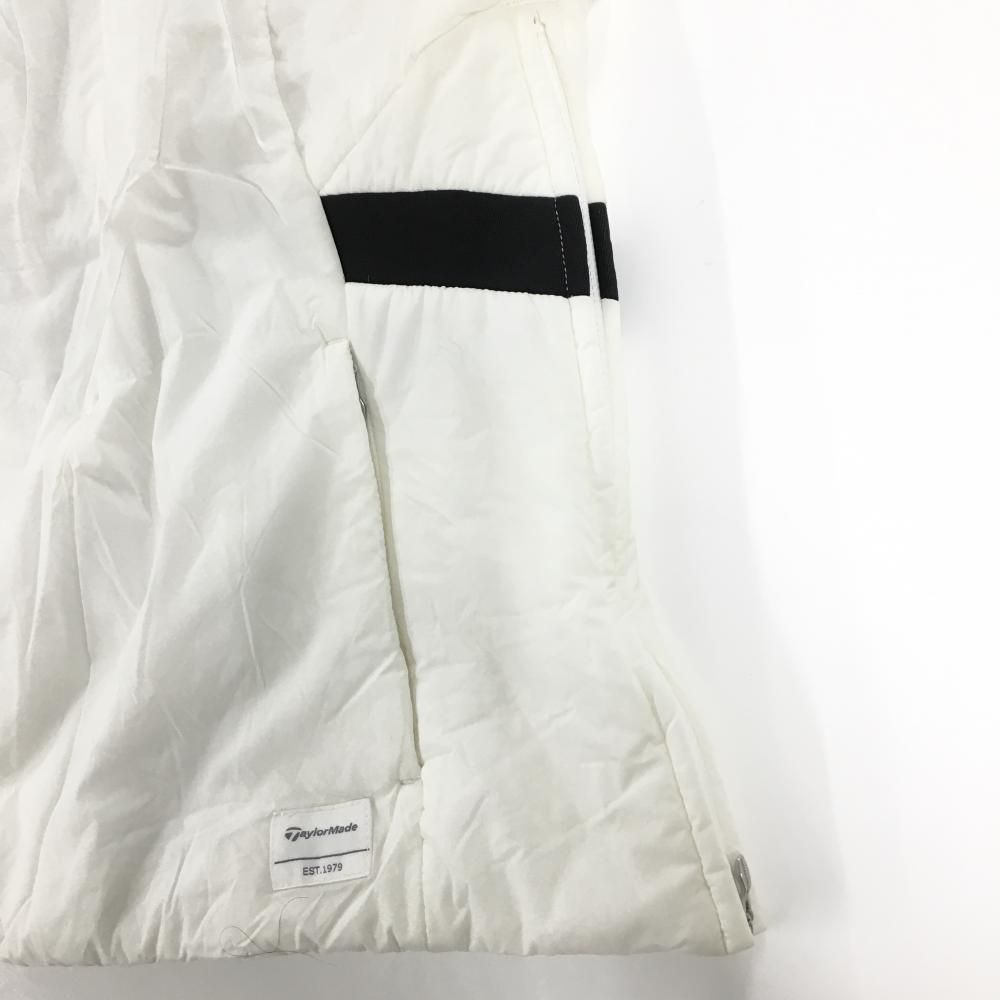 テーラーメイド 中綿ベスト 白×黒 肩ロゴ ハーフジップ レディース S