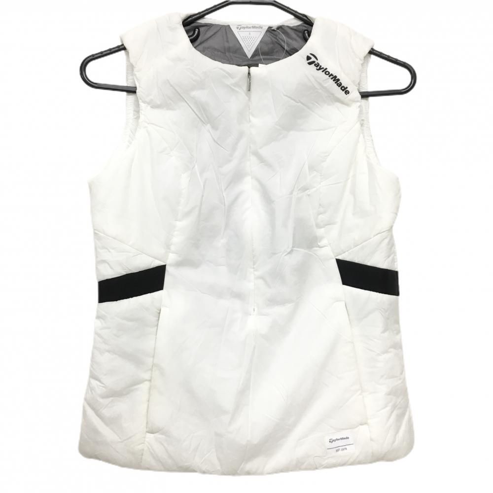 テーラーメイド 中綿ベスト 白×黒 肩ロゴ ハーフジップ レディース S
