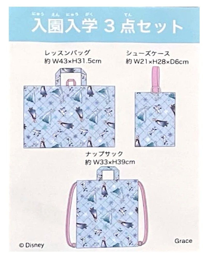 ディズニープリンセス 入学入園3点セット レッスンバッグ 体操服袋