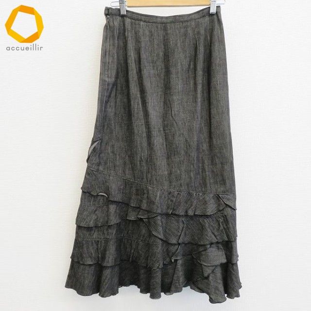 美品✨インゲボルグ INGEBORG デニムティアードフリルスカート ロング M インゲボルグ INGEBORG スカート ロング デニム 裾フリル レディース