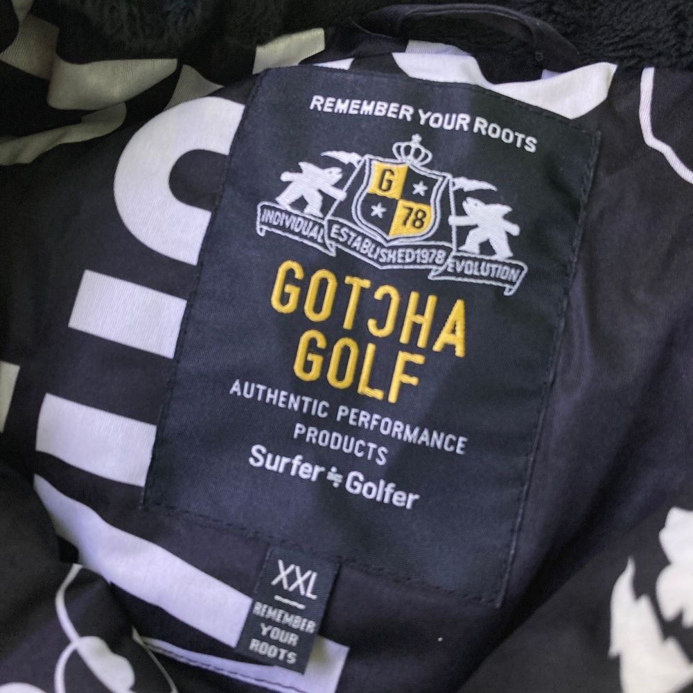 サイズ：XXL GOTCHA GOLF ガッチャゴルフ 中綿ジップジャケット 総柄