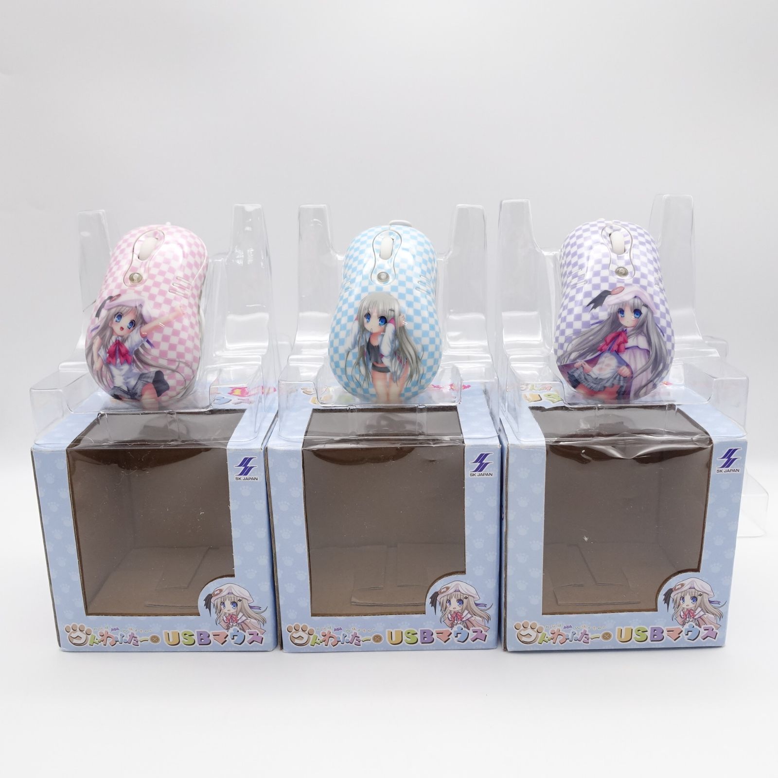 リトルバスターズ 能美クドリャフカ クドわふたー USBマウス ピンク ♥ クドわふたー USBマウス 中古品3種セット リトルバスターズ