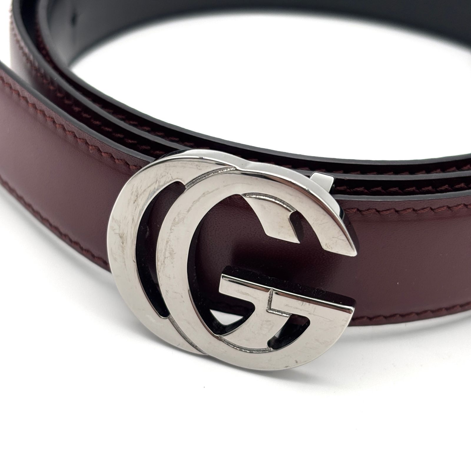 未使用に近い GUCCI グッチ ベルト レザー シンプル ビジネス