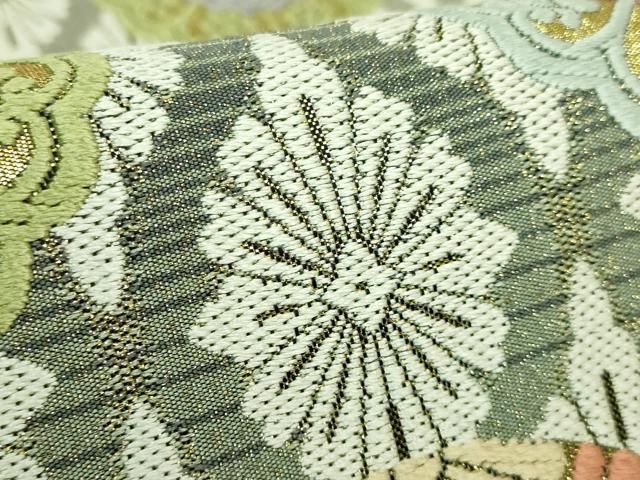 平和屋着物●極上　六通柄袋帯　葡萄蔦の葉文　金糸　逸品　DZAB3688kh6 平和屋着物◎六通柄 本袋帯 葡萄蔦の葉文 獅子 正絹 逸品 DABE8385xgの