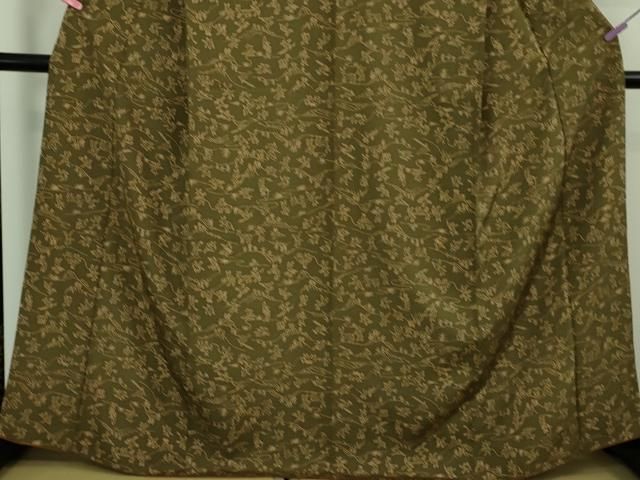 平和屋着物●極上　小紋　鳥獣戯画　媚茶色　縮緬地　逸品　DZAB3726kh6 平和屋着物○極上 小紋 鳥獣戯画 媚茶色 縮緬地 逸品 DZAB3726kh6