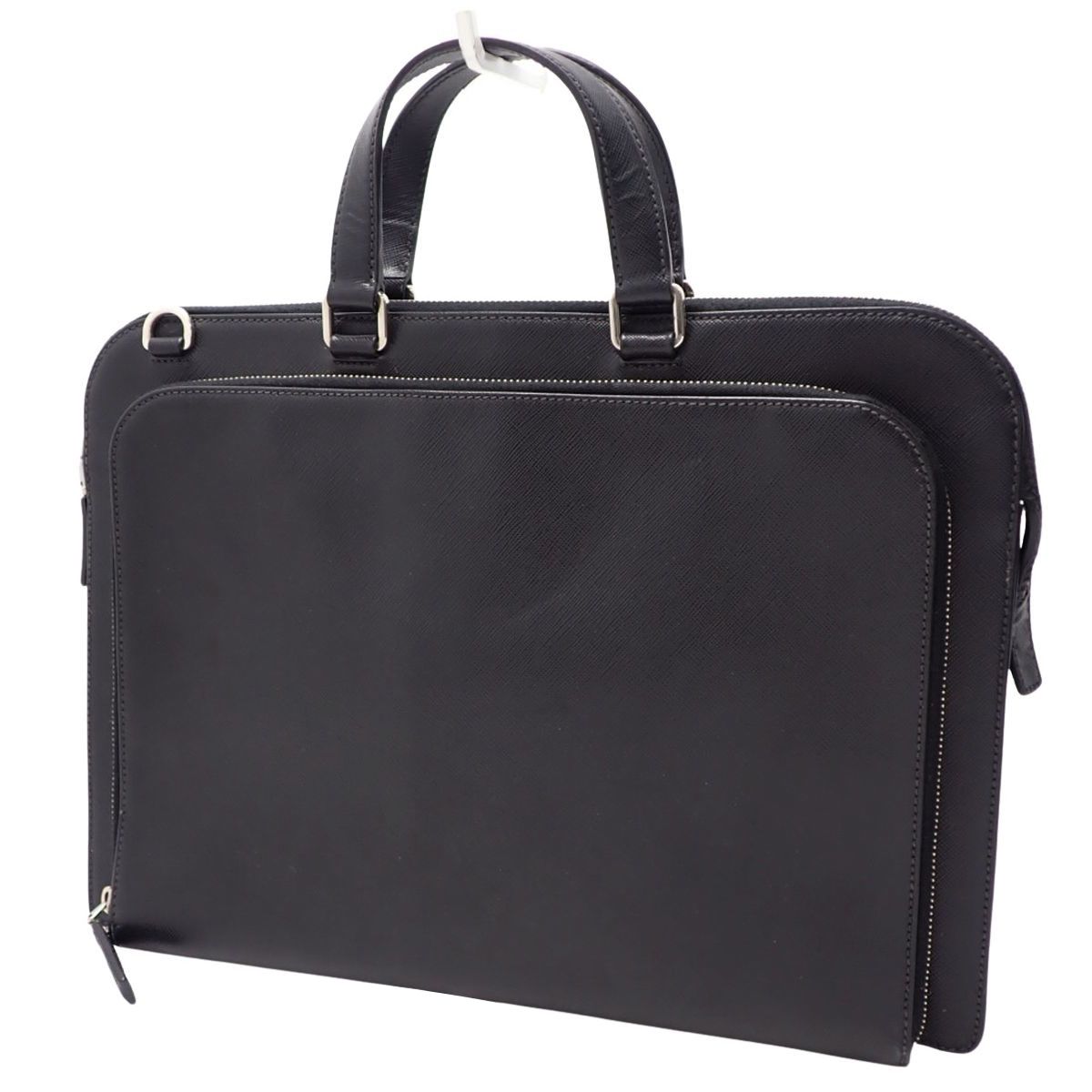 PRADA ビジネスバッグ ブラック 美品！】PRADA ビジネスバッグ 黒 サフィアーノレザー ビジネスバッグ