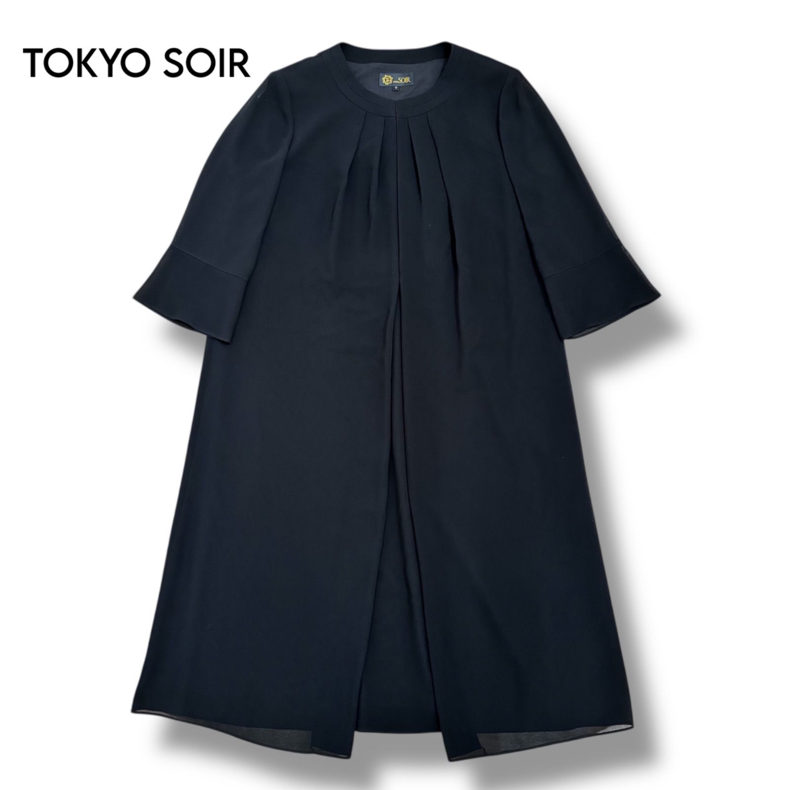 東京ソワール】シフォン重ねロング丈ブラックフォーマルワンピース 11