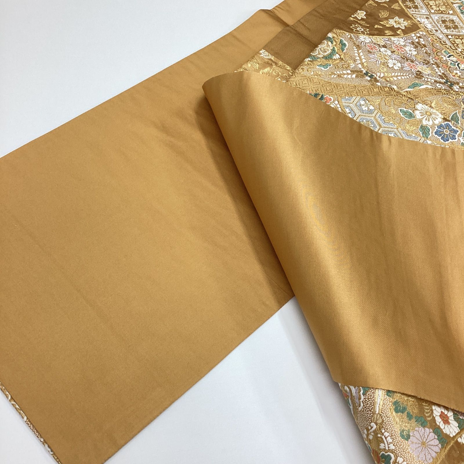 正絹袋帯 中古品 六通袋帯 芯あり 金糸 正絹 R314 - メルカリ