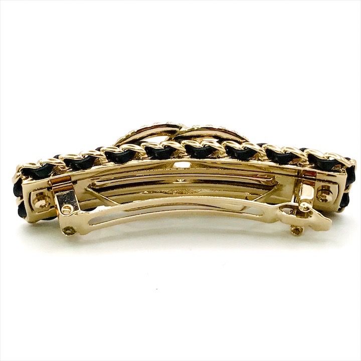 美品 CHANEL シャネル ココマーク ロゴ ラインストーン ラムスキン