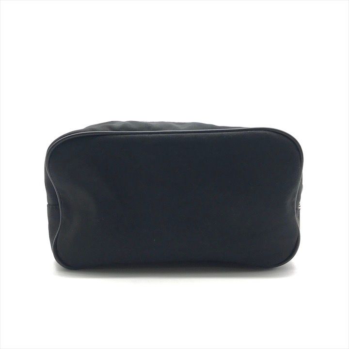 美品 PRADA プラダ ナイロン レザー 三角ロゴ ポーチ ブラック