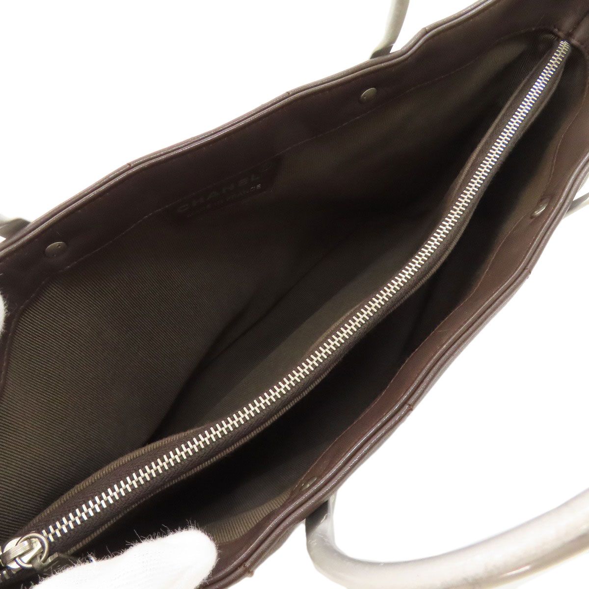 CHANEL シャネル チョコバー シルバー金具 ハンドバッグ カーフ  