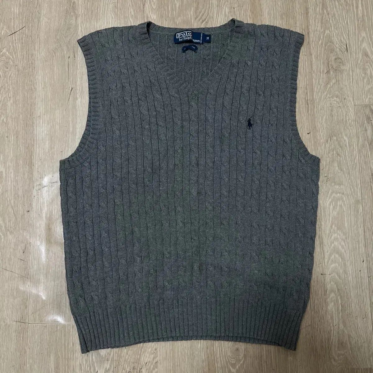 POLO ケーブル編み ニットベスト 古着通販 ベスト ウールカシミヤ混紡 