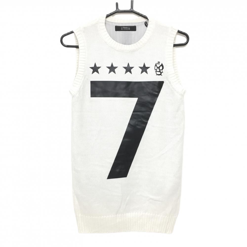 美品】ラッセルノCIDAM ニットベスト 白×黒 ルチャマスク 蓄熱裏地