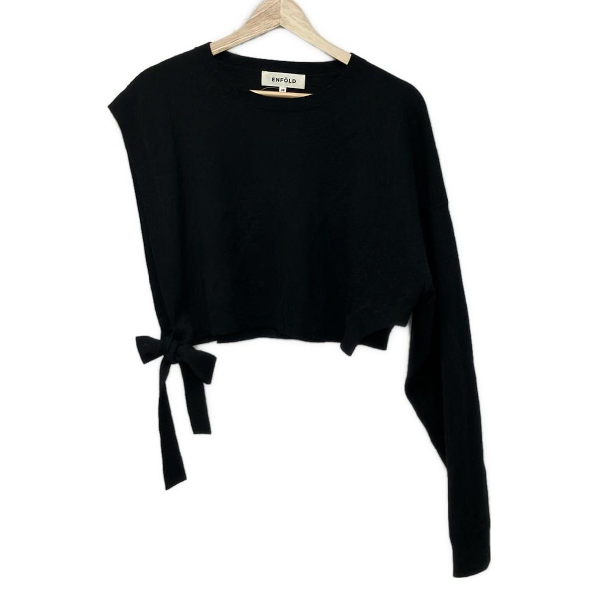 ENFOLD エンフォルド　デザインニット半袖カットソー　38(M) ENFOLD(エンフォルド) セーター サイズ38 M レディース美品 - 黒 変形