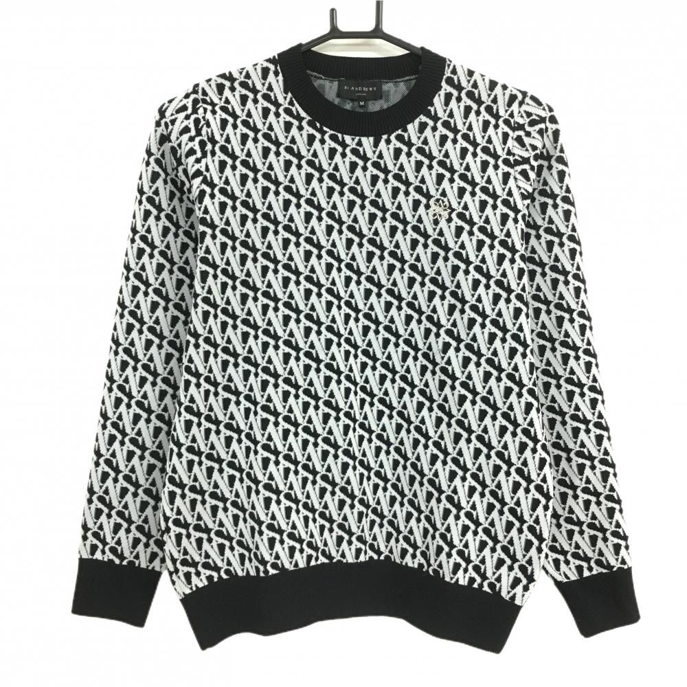 超美品】セントアンドリュース セーター 黒×白 英字総柄 ロゴ刺しゅう