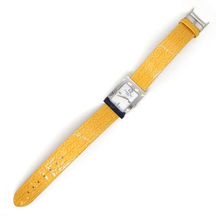 クリスチャンディオール Christian Dior 腕時計 マリス D78-109 レクタンギュラー ホワイトシェル文字盤 オレンジ レザーベルト SS クオーツアナログ 【箱・保付き】 【中古】 Christian Dior（クリスチャン・ディオール） クリスチャン ディオール