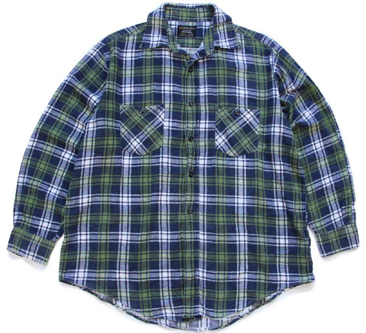 70s JCPenney チェック コットン プリントネルシャツ L☆ビンテージ