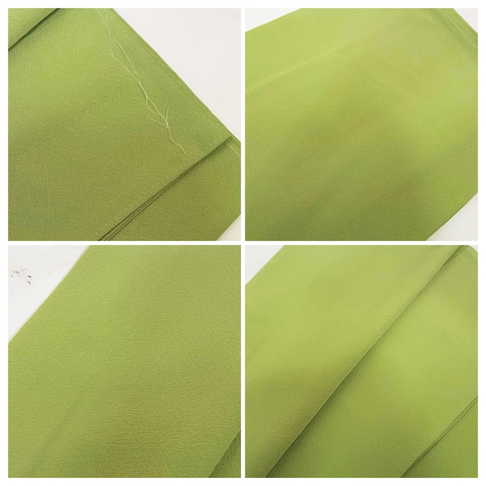 淡緑色　色無地　絹　縮緬　一つ紋 淡緑色 色無地 絹 縮緬 一つ紋