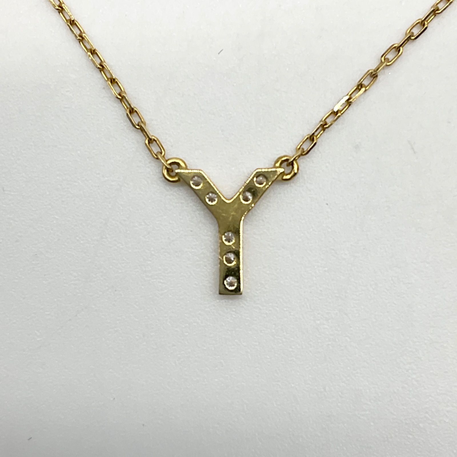AHKAH アーカー イニシャルY イニシャルネックレス K18YG ダイヤモンド 