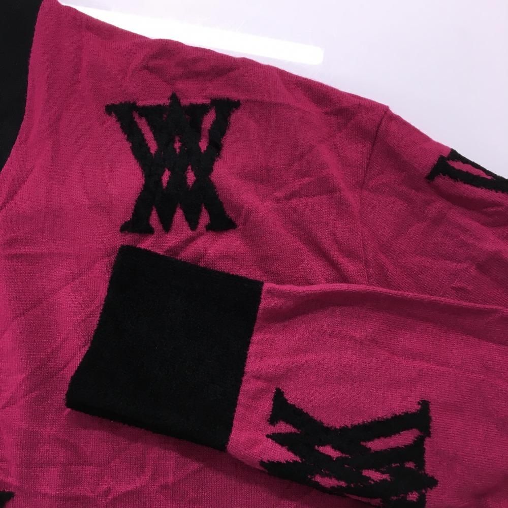 美USED ANEW GOLF メンズ ロゴ起毛デザインニット アニューゴルフ 美