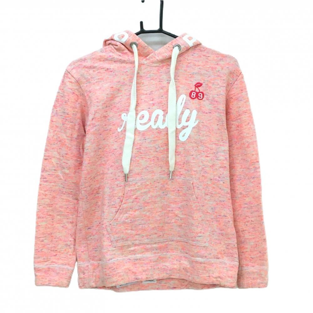 パーリーゲイツ パーカー ライトピンク系×白 ロゴプリント レディース