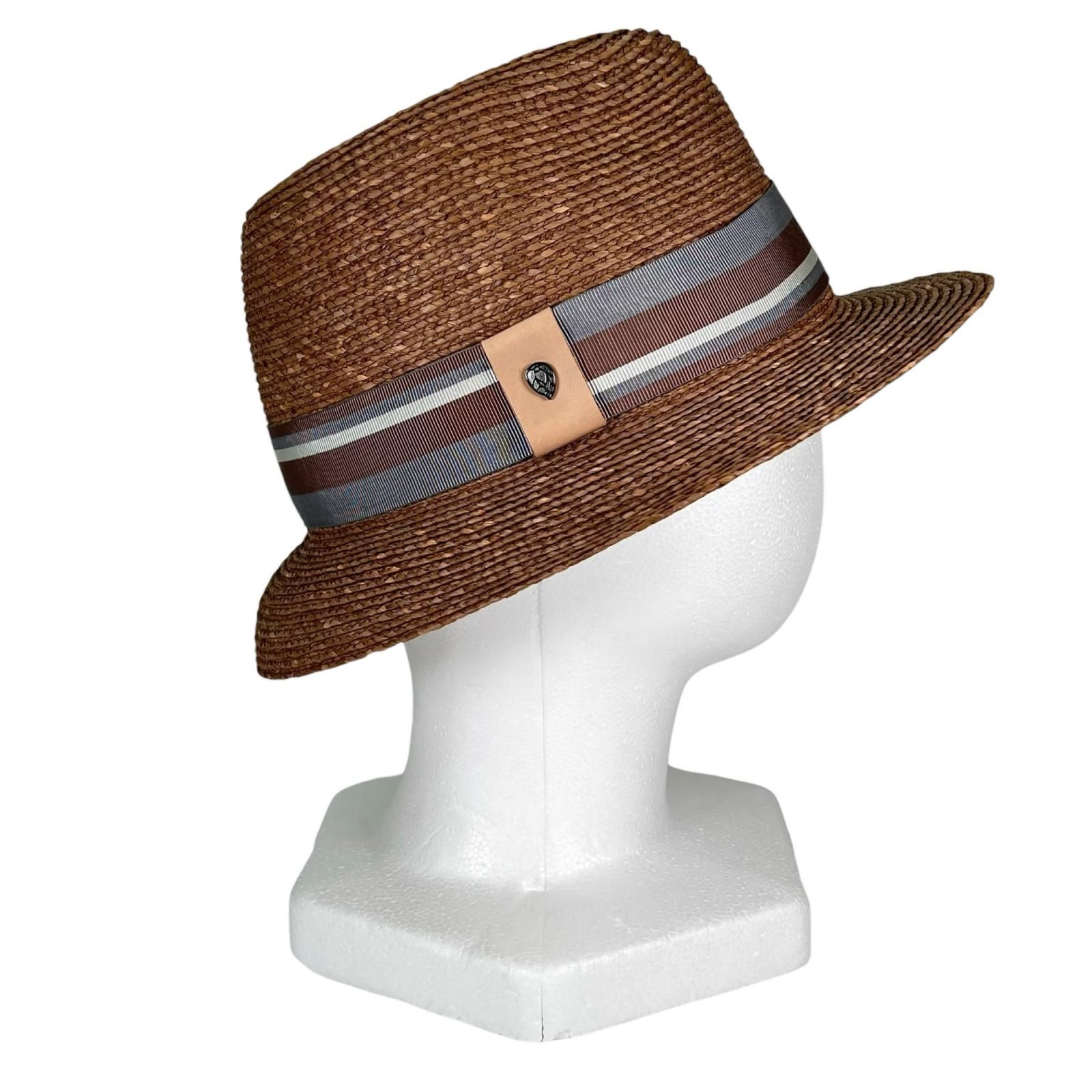 極美品△HELEN KAMINSKI ヘレンカミンスキー ラフィア コットン リボン