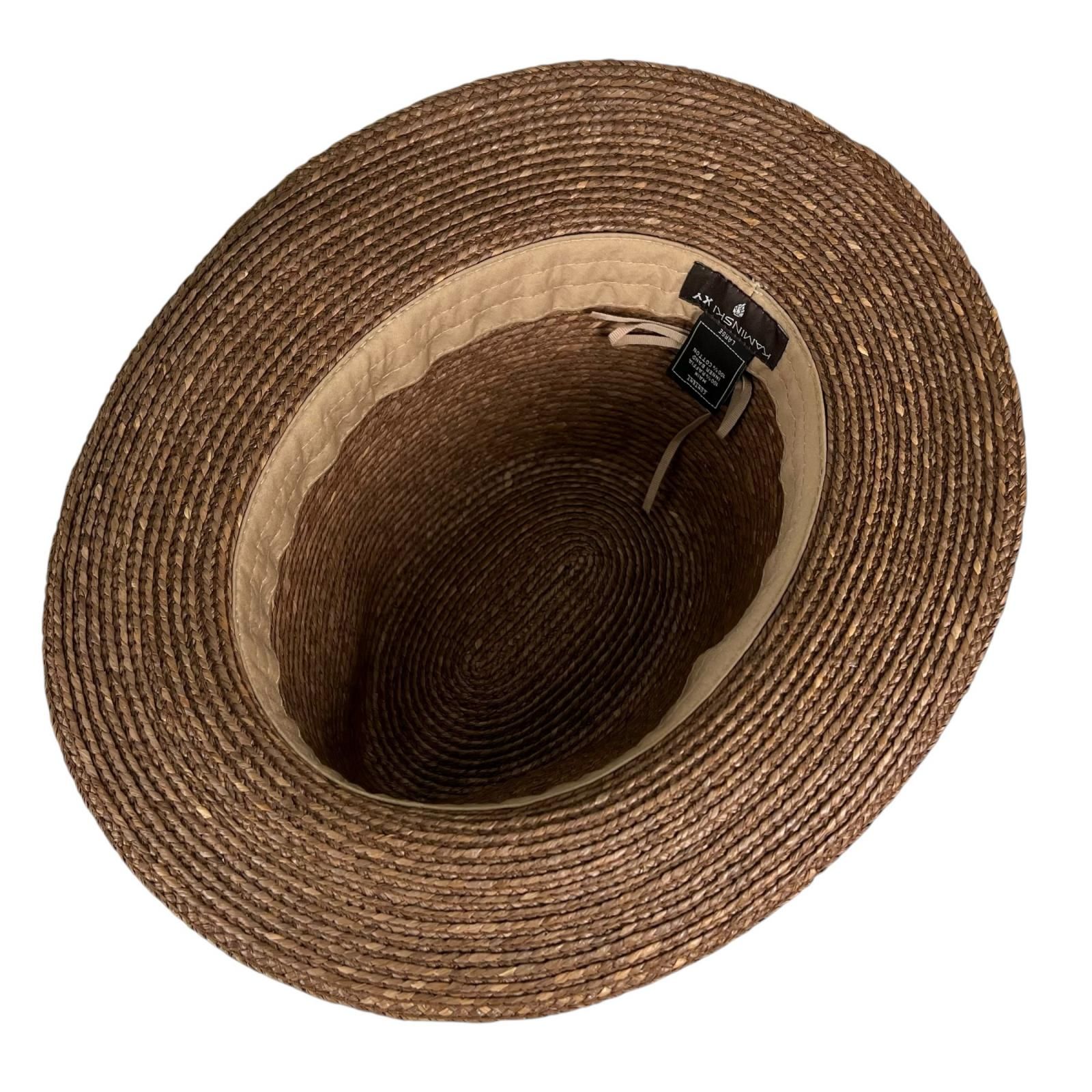 新品未使用ヘレンカミンスキー　ラフィア製フェドーラ　タグあります 極美品△HELEN KAMINSKI ヘレンカミンスキー ラフィア コットン リボン