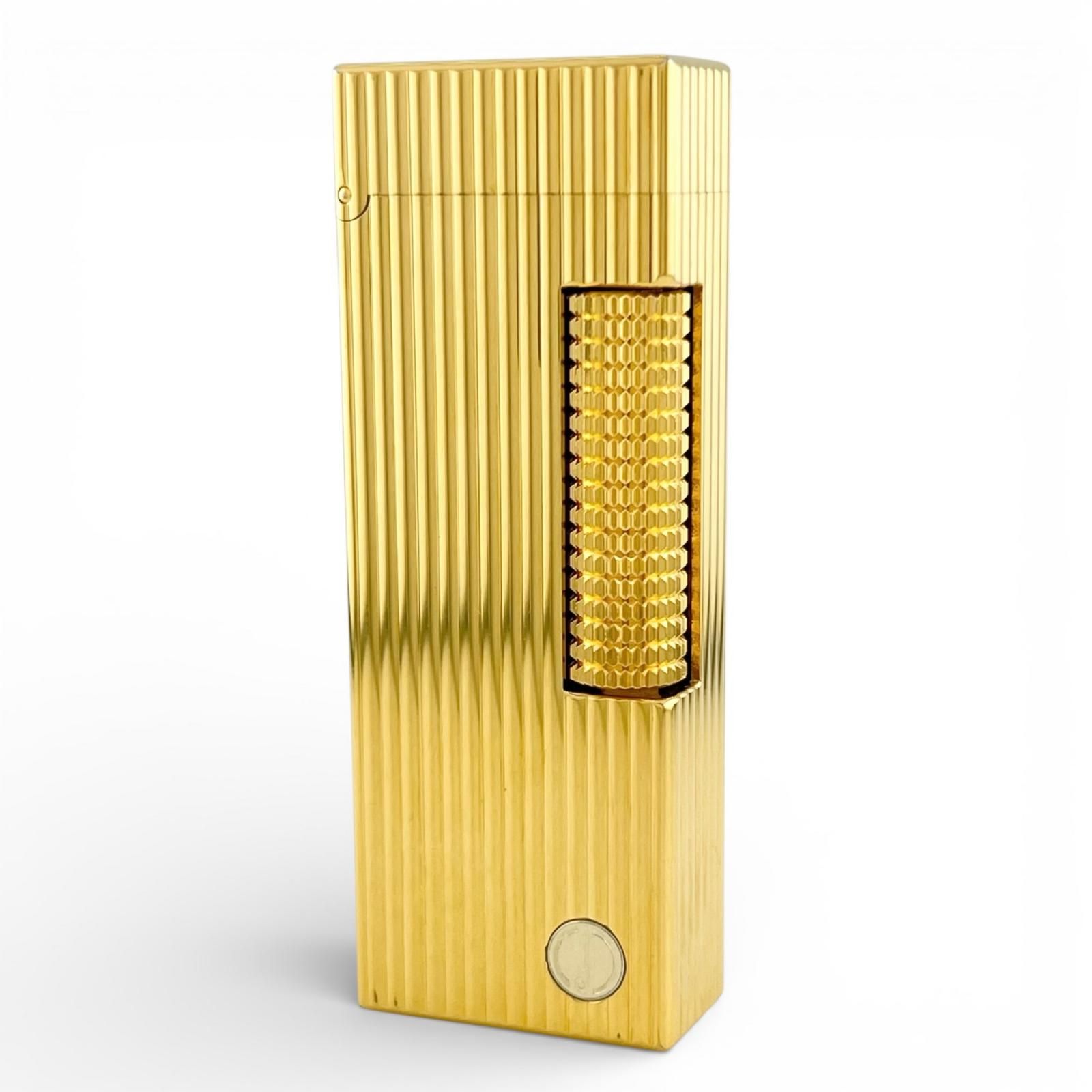 極美品△Dunhill ダンヒル スクエア ストライプ柄 ローラー式 ガス