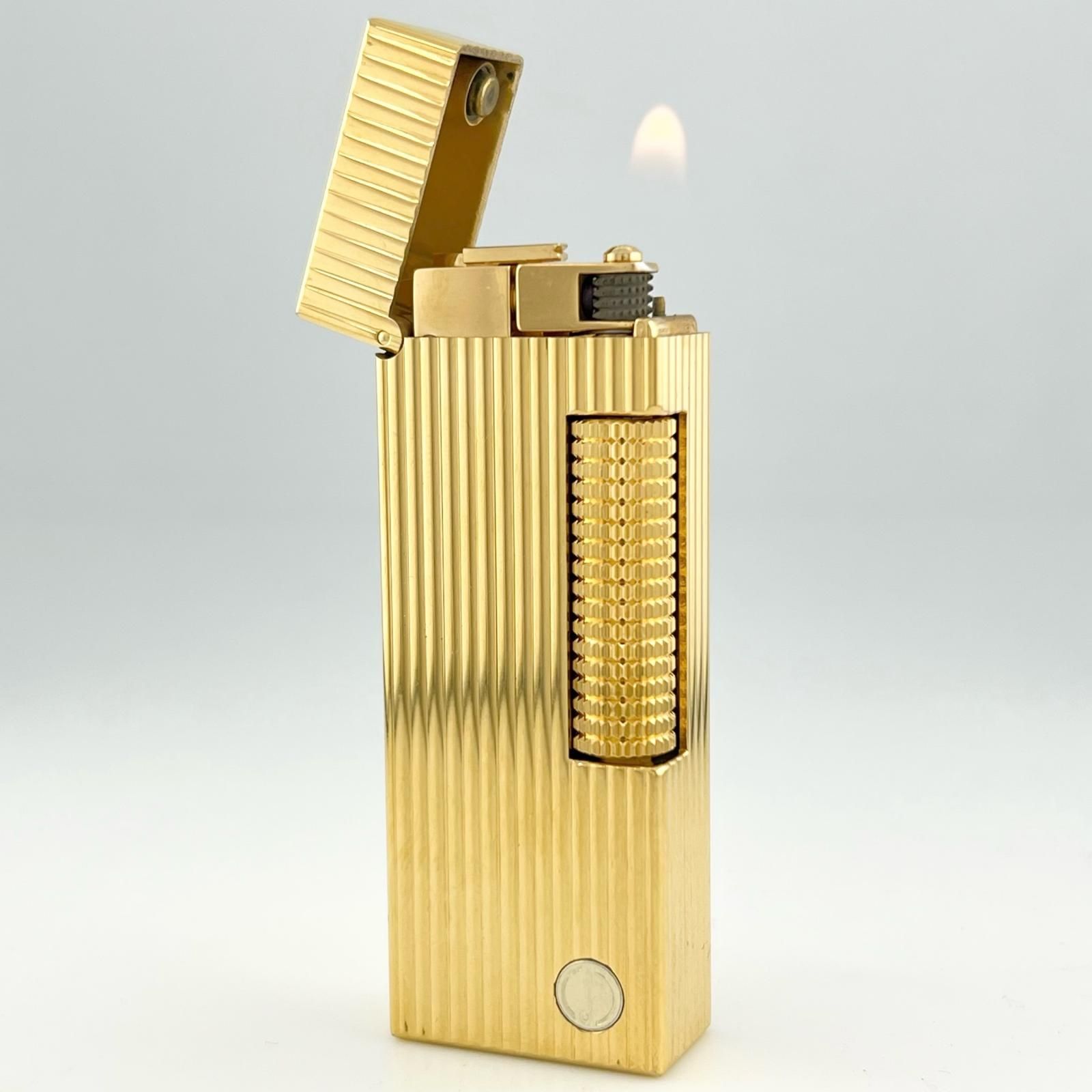 極美品△Dunhill ダンヒル スクエア ストライプ柄 ローラー式 ガス