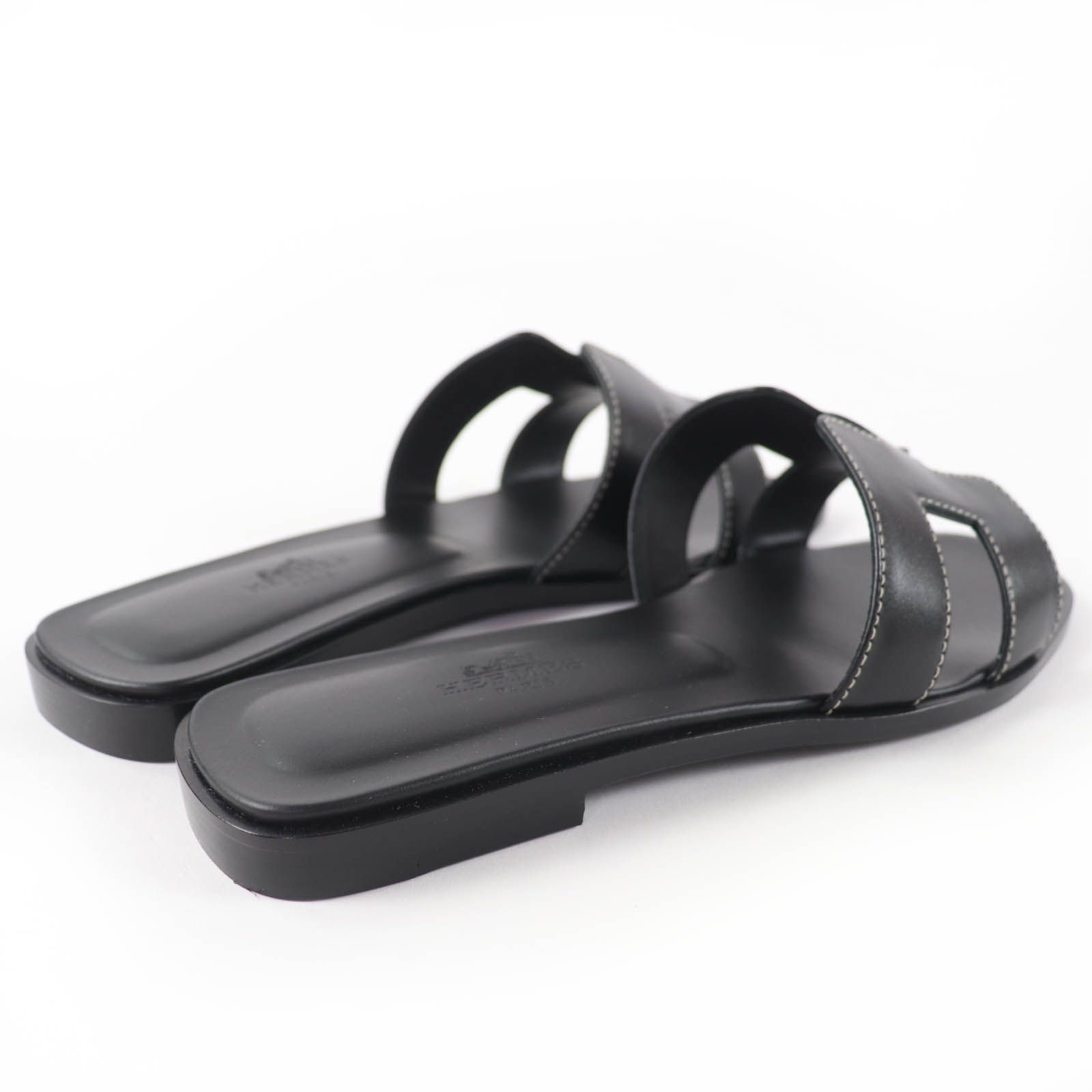 未使用品☆HERMES エルメス オラン ボックスカーフ レザー フラット