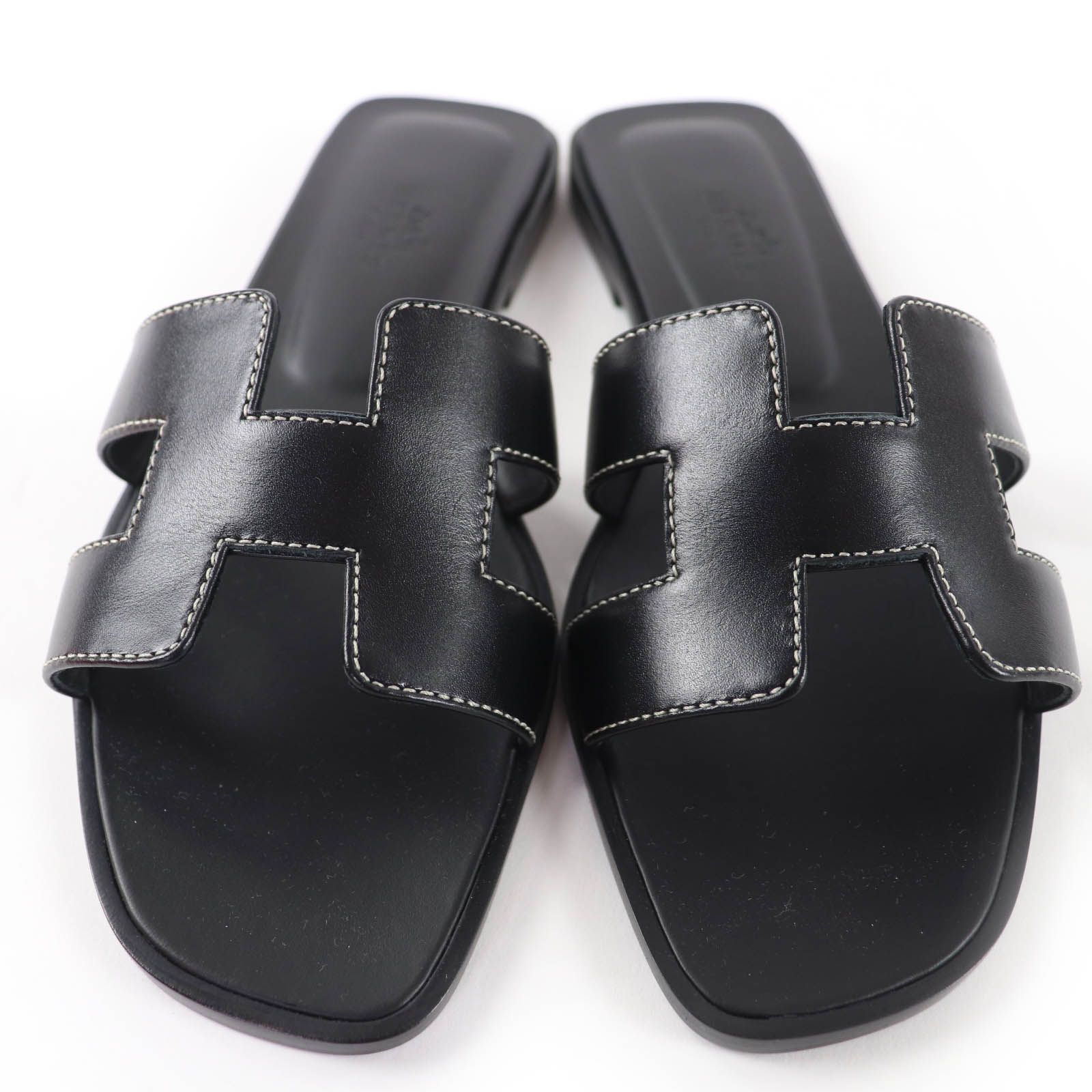 未使用品☆HERMES エルメス オラン ボックスカーフ レザー フラット