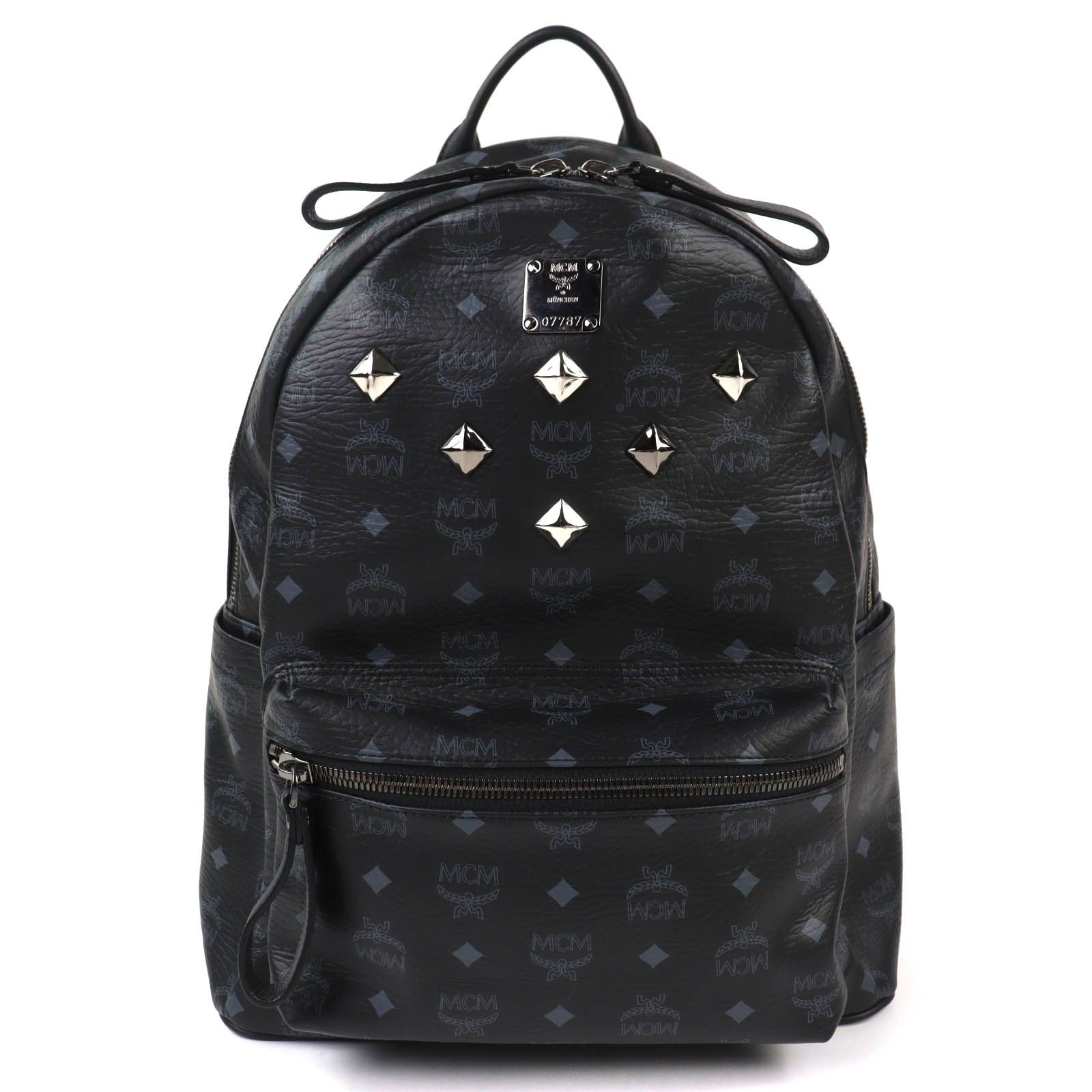 極美品△MCM エム・シー・エム Stark ミディアム フロントスタッズ