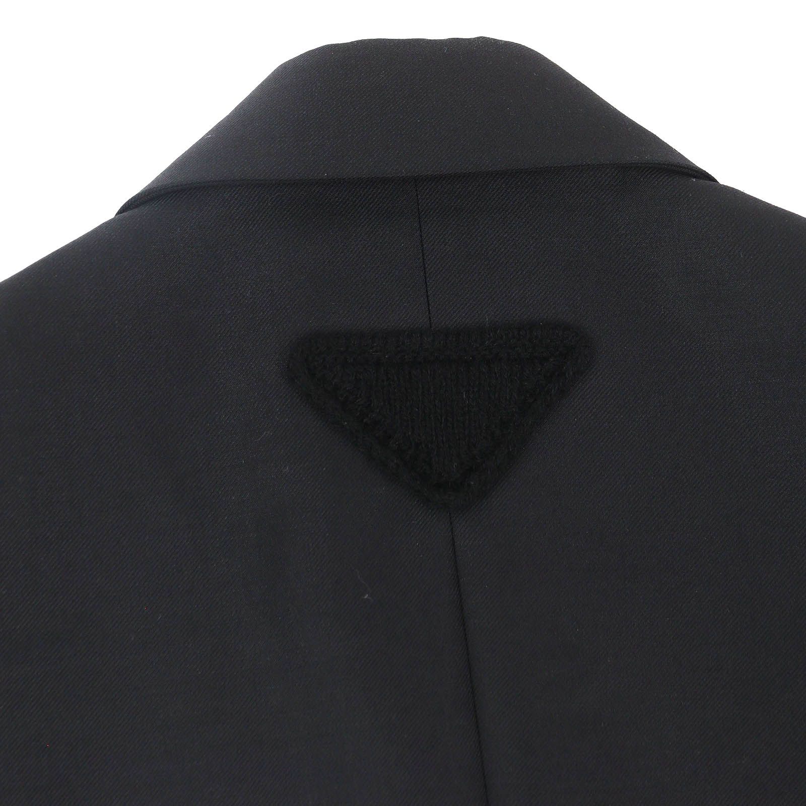 ✨美品 PRADA バージンウール ライダース シルク混 ブラック 38 極美品△PRADA プラダ 2022年製 UGM222 バージンウール モヘア