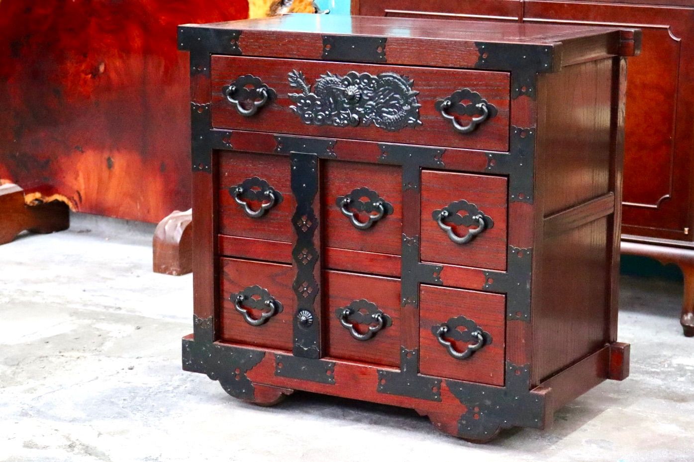 GMIK813○車箪笥 チェスト 時代箪笥 民芸箪笥 和箪笥 収納棚 閂錠