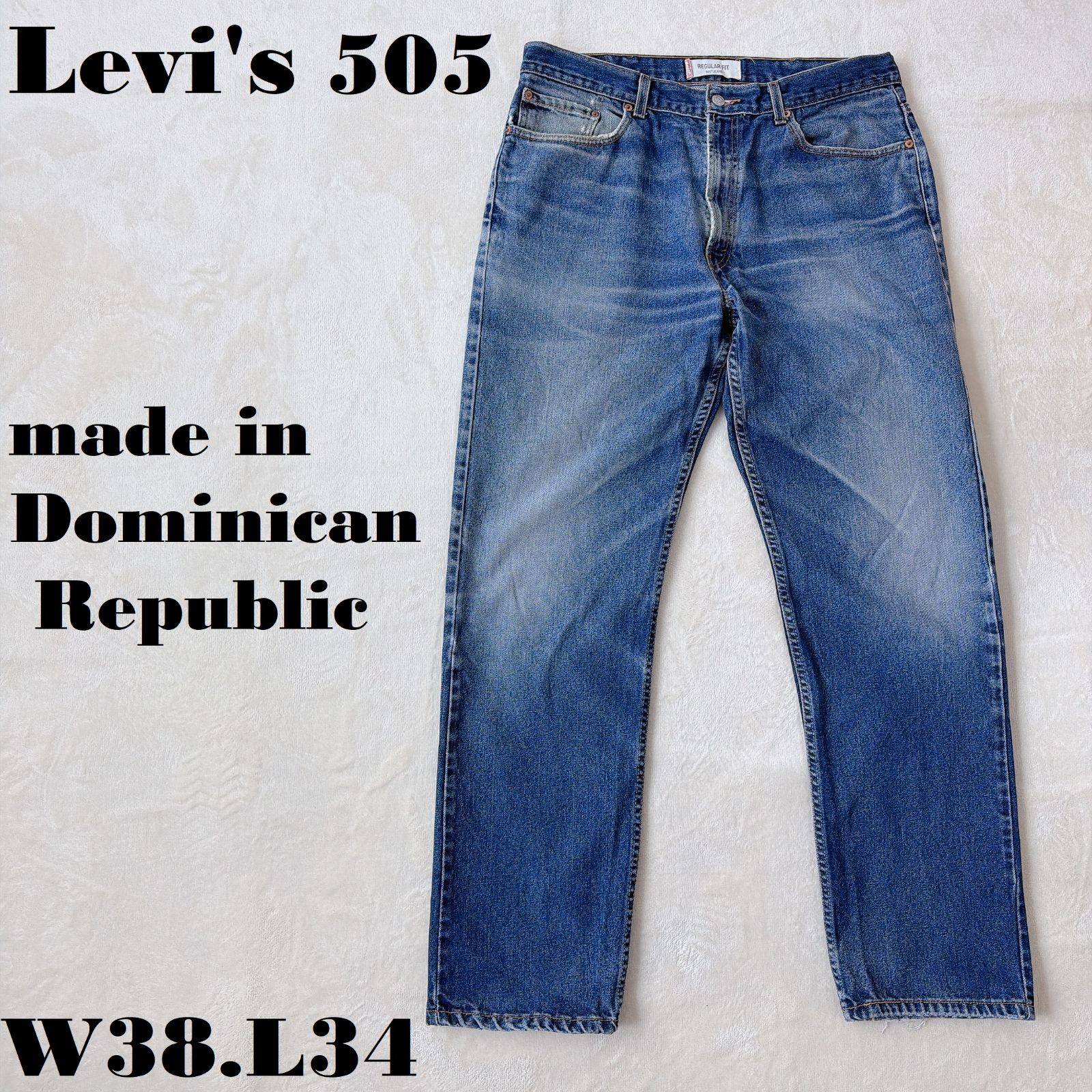 Levi's 505 W38L34 ドミニカ製 色落ち ブルーデニム ヒゲ リーバイス