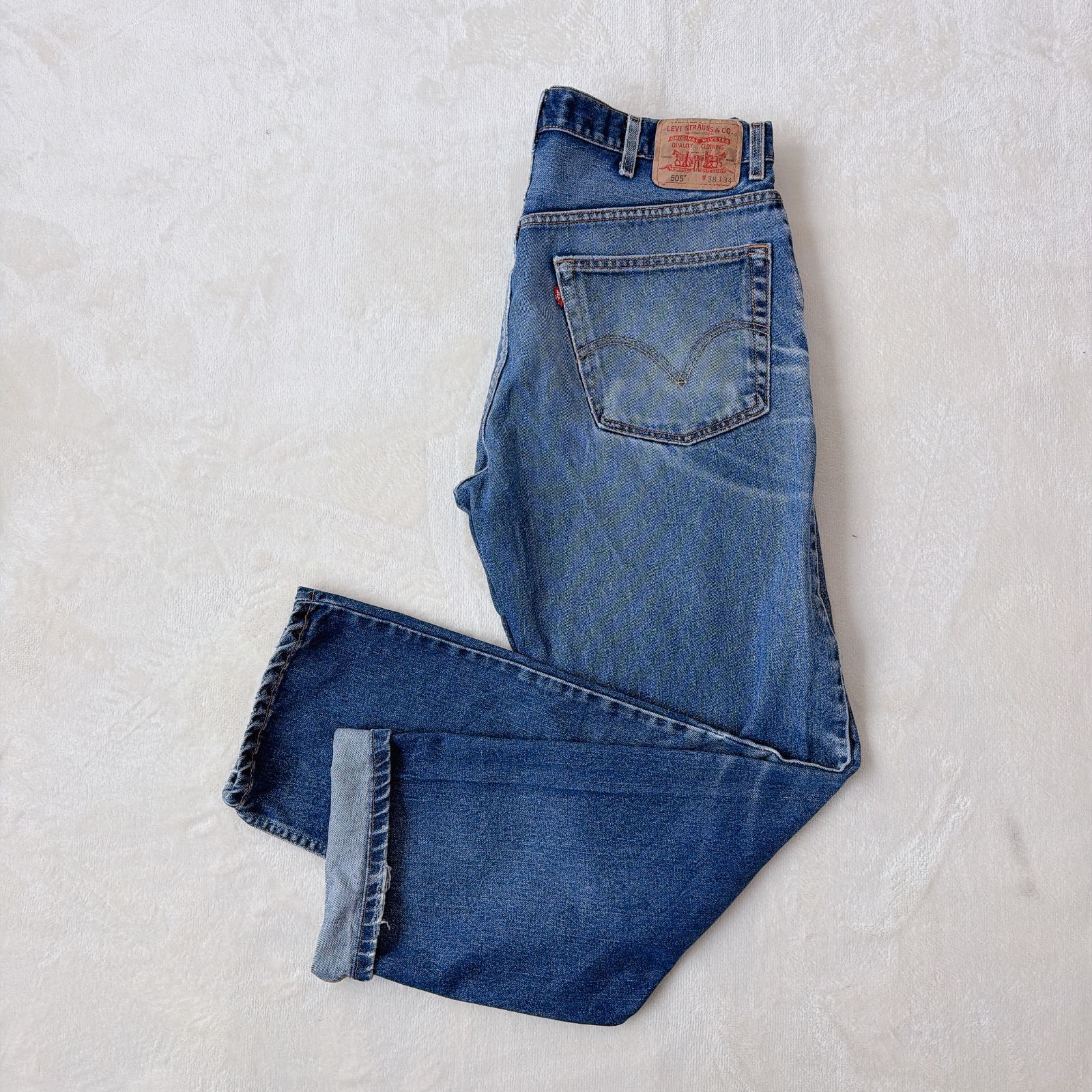 Levi's 505 W38L34 ドミニカ製 色落ち ブルーデニム ヒゲ リーバイス